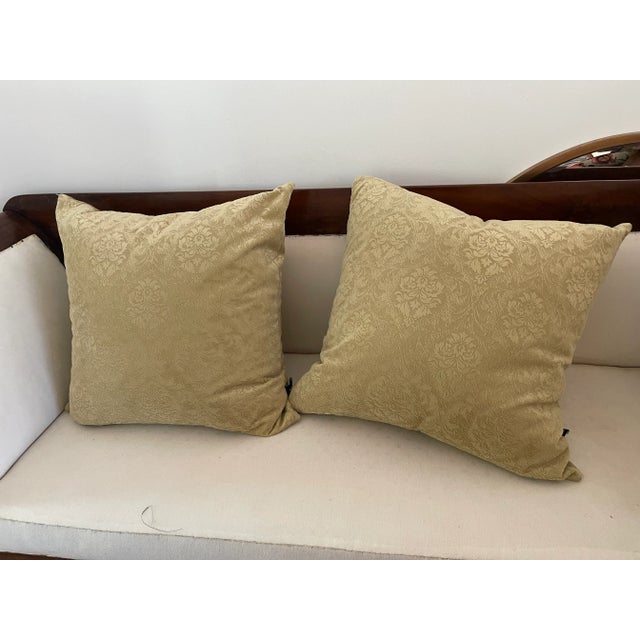 2000 - 2009 Pair of Cut Velvet Pillows Feather Down Inserts For Sale - Image 5 of 5