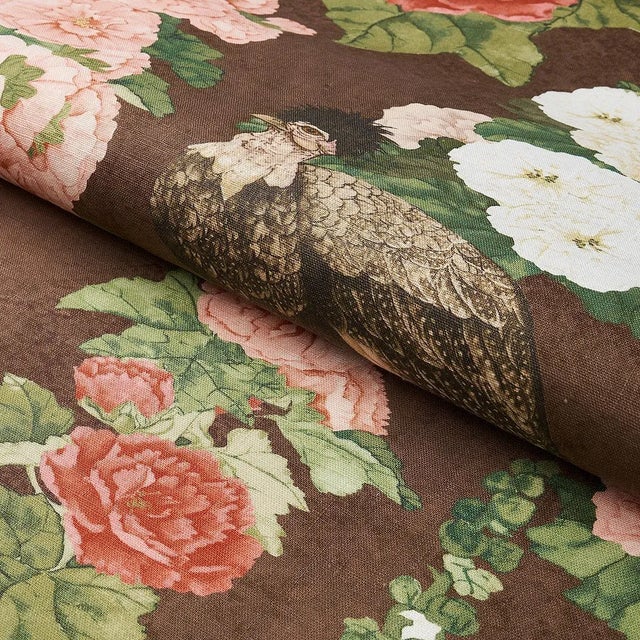 Schumacher Sample - Schumacher X Mary McDonald Lady Hollyhock Fabric in Brown For Sale - Image 4 of 5