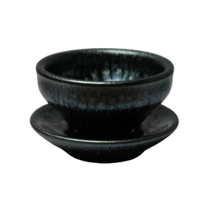 Chinese Handmade Jianye Clay Silver Black Glaze Decor Teacup Display