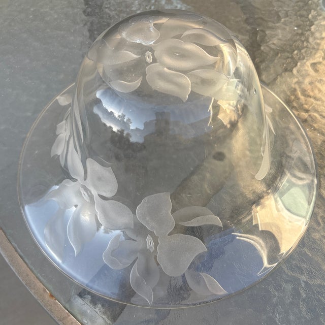 1940s Hand Etched Floral Bowl Signed by Artist Frank Grosz For Sale - Image 5 of 5