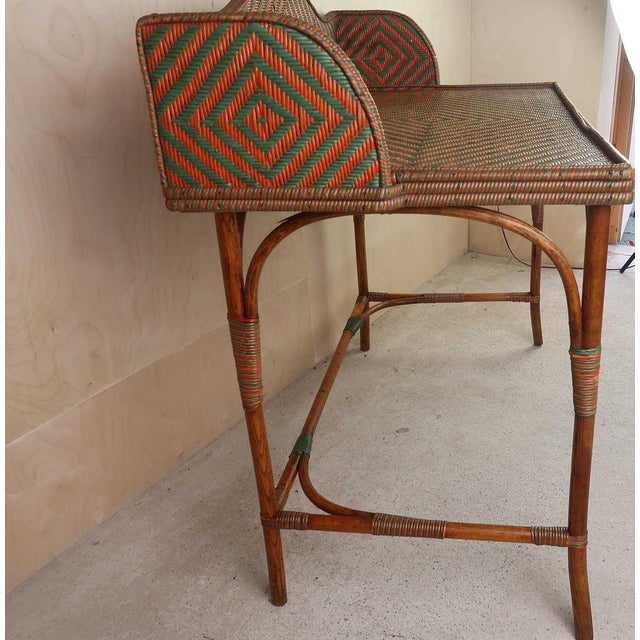 Wood Vintage Art Deco French Painted Rattan and Bentwood Console Table, 1930s For Sale - Image 7 of 8