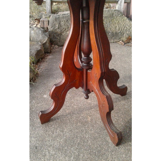 Antique Victorian Eastlake Solid Walnut Parlor Table 1870s For Sale - Image 10 of 18