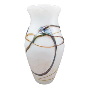 Late 20th Century Marcel Saba France Signed Vintage Iridescent Art Glass Vase