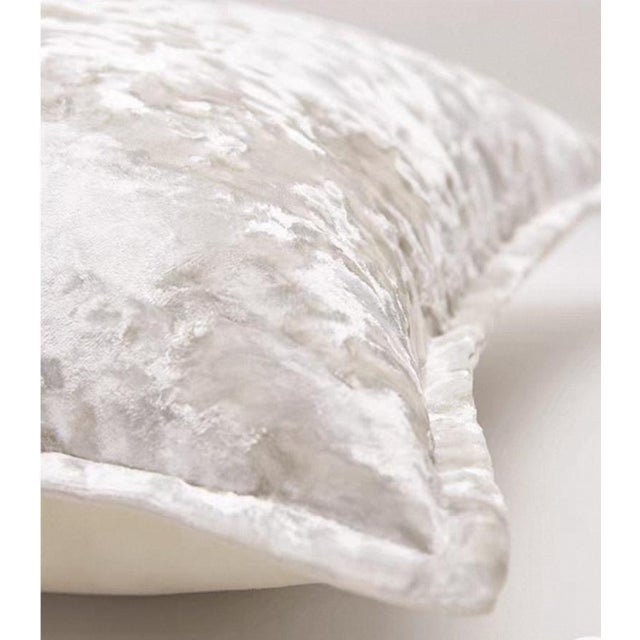 Contemporary Modern Style 18-Inch Silver-White Feather Silk Cotton Square Pillow For Sale - Image 3 of 6