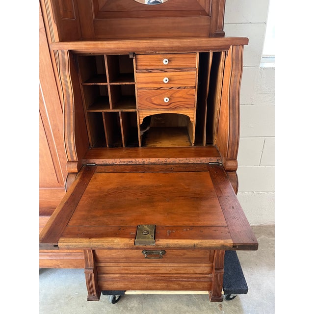Enjoy the charm of this antique Victorian Empire Curio bookcase secretary . Handcrafted with cherry woods and heart pine...