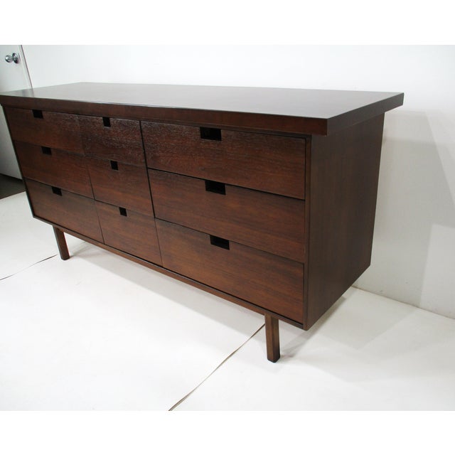 Mid-Century Modern Mid 20th Century Nakashima Styled Mid Century Walnut Nine Drawer Dresser For Sale - Image 3 of 12