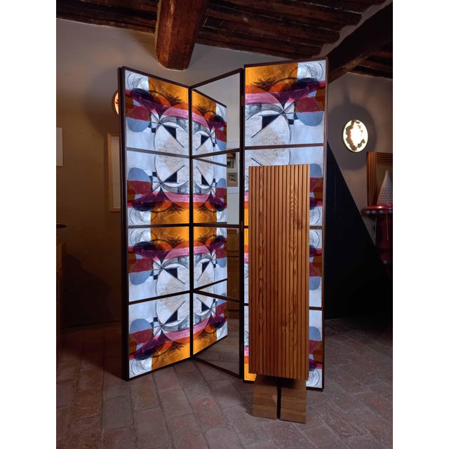 Contemporary Room Divider with Design and Mirror by Pietro Meccani for Meccani Design For Sale - Image 3 of 5