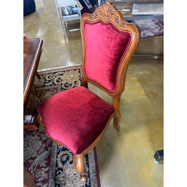 Wood Ethan Allen Dining Table, 8 Chairs, 2 Leaves For Sale - Image 7 of 11