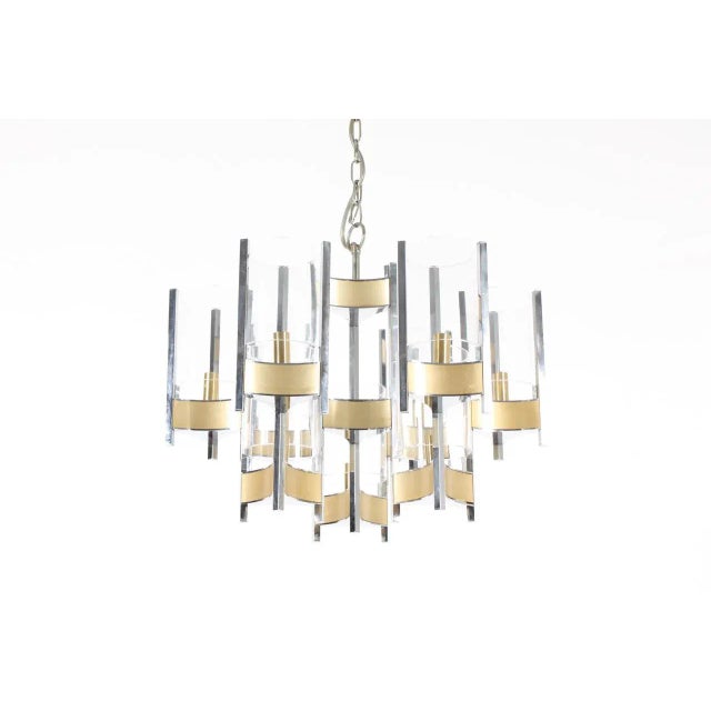 Metal Mid-Century Italian Chandelier by Gaetano Sciolari, 1960s For Sale - Image 7 of 12