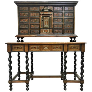 Italian Neoclassical Bargueño Cabinet on Stand For Sale