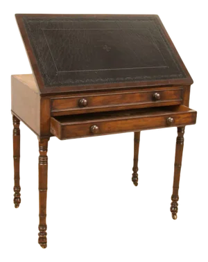 19th Century English Mahogany Leather Top Architect's Desk