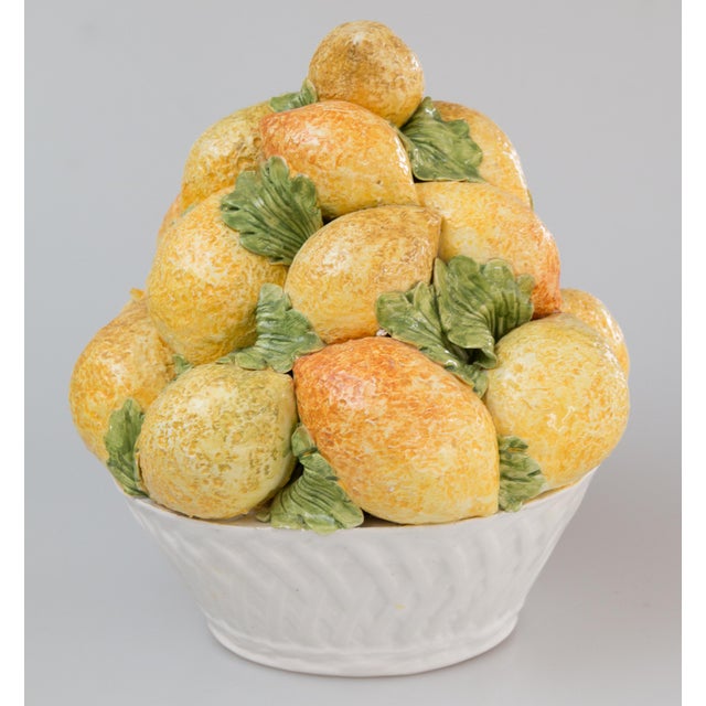 Vintage Italian Majolica Lemons Basket Centerpiece Chairish