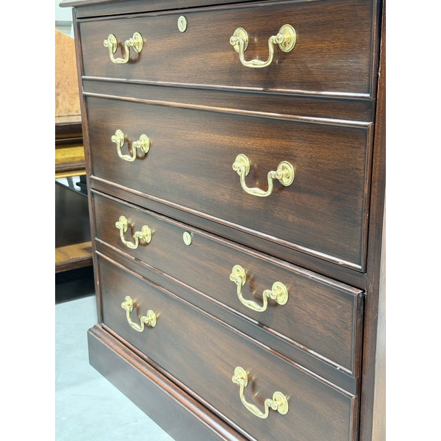 Wood Late 20th Century Henkel Harris Mahogany Two Drawer File Cabinet Chest For Sale - Image 7 of 11