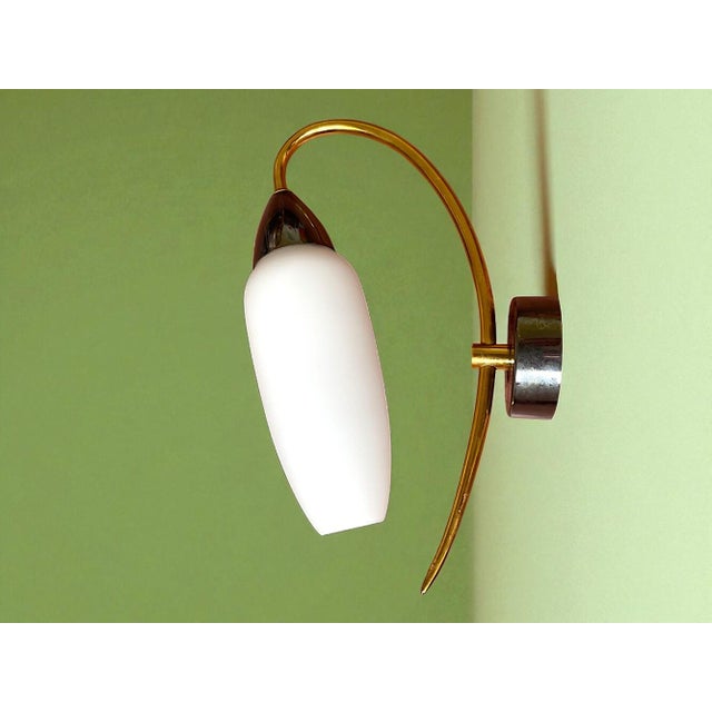 Mid-Century Modern Minimalist White Opaline Glass Wall Sconce Light, 1990s For Sale - Image 3 of 11