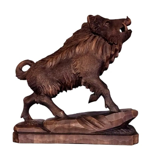 Wood Black Forest Boar, 1920s For Sale - Image 7 of 10