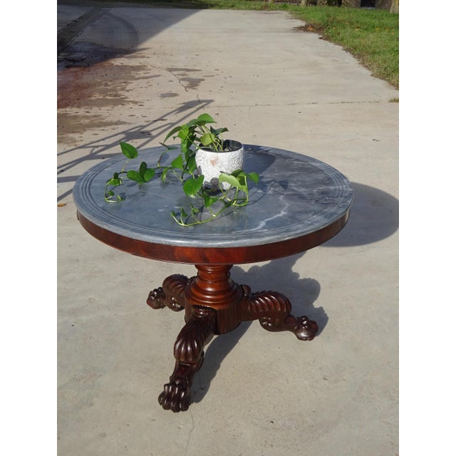 Traditional Restoration Period Pedestal Table with Rotating Marble Top For Sale - Image 3 of 18