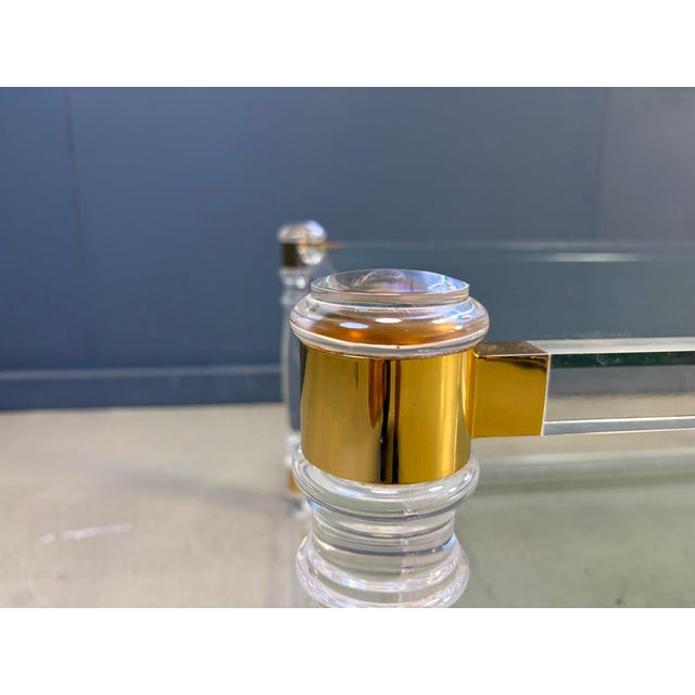 Vintage Acrylic and Brass Coffee Table, 1970s For Sale - Image 8 of 11