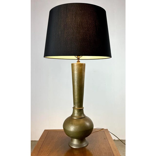 Mid Century Era Middle Eastern Etched Brass Urn Lamp For Sale - Image 10 of 12