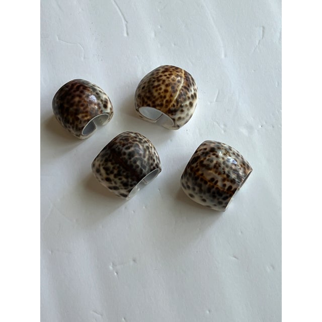 Set of 4 tiger Cowrie Seashell Napkin Rings, perfect for all of your summer parties. Other shell napkin rings available in...