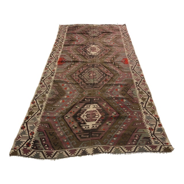 1960s Oversize Vintage Wool Kilim Rug For Sale