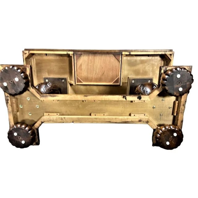 Solid Carved Walnut Mediterranean Style Library Table - Early 21st Century For Sale In Saint Louis - Image 6 of 9