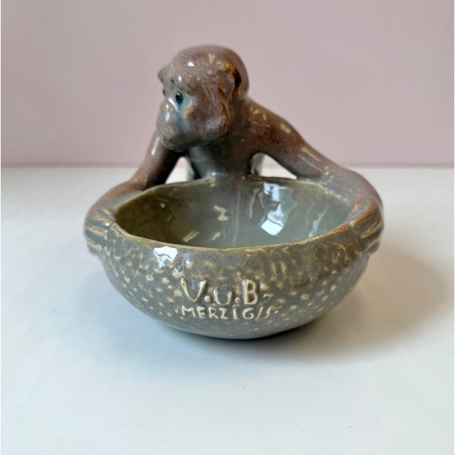 Mid-Century Modern Vintage Glazed Ceramic Monkey Bowl by Villeroy & Boch Merzig For Sale - Image 3 of 7