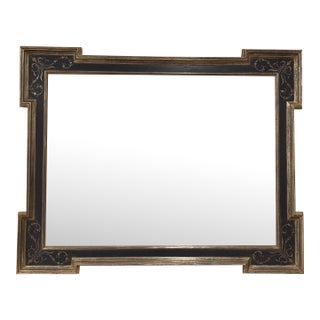 1990s Silvery Gold Gilt Hand Painted Wood Mirror For Sale