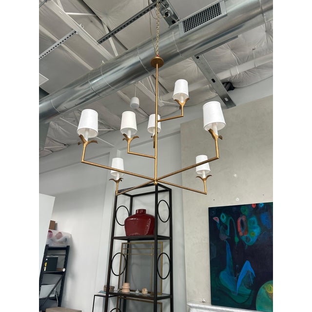 Contemporary Aged Gold Lily Stems Chandelier For Sale - Image 3 of 6