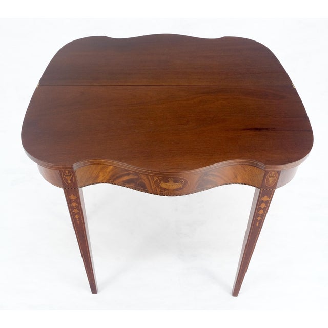 Fine Inlaid Serpentine Front Federal Style Flip Top Console Sofa Table MINT