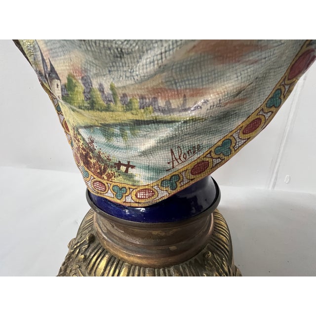 Polychrome Earthenware Fireplace Surround with Landscape Decoration, Set of 3 For Sale - Image 15 of 18