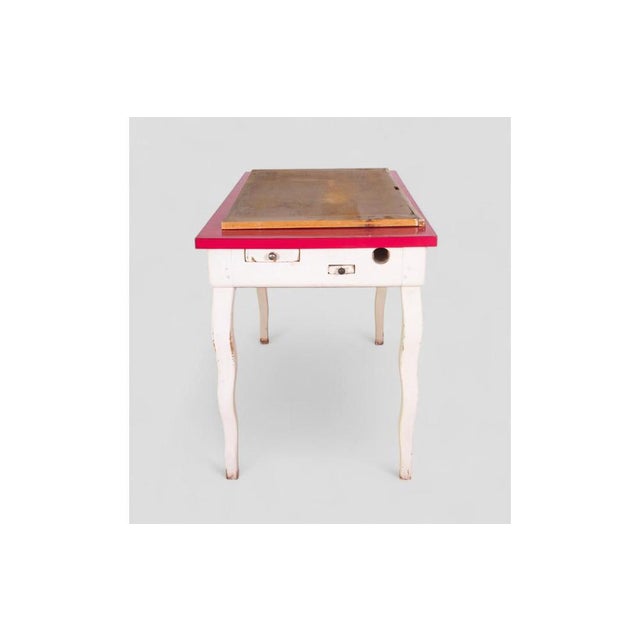 Cream Vintage Kitchen Table with Red Formica Top and Shaped Legs For Sale - Image 8 of 13