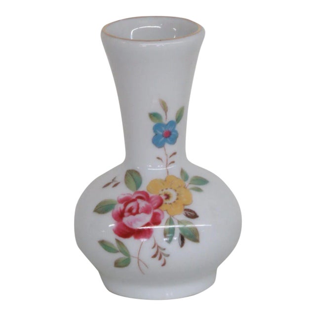Porcelain Decorative China White Floral Miniature Bud Vase For Sale