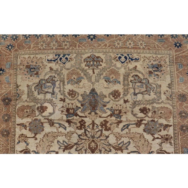 Tribal Antique Persian Bakhtiari Rug With Ivory Field and Figural Garden Design For Sale - Image 3 of 15