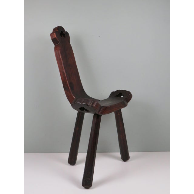 Mid-Century Modern Spanish Birth Stool in Carved Wood, 1960 For Sale - Image 6 of 12
