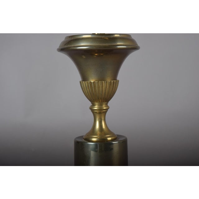 Mid-Century Modern Hollywood Regency Brass Palm Leaf Double Socket Table Lamp, Europe, 1960s For Sale - Image 3 of 12