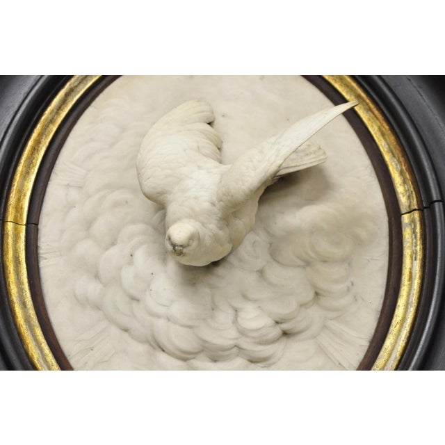 Late 19th Century Antique Victorian Large Italian Oval Marble Relief Carved Dove Bird Wall Plaque For Sale - Image 5 of 18