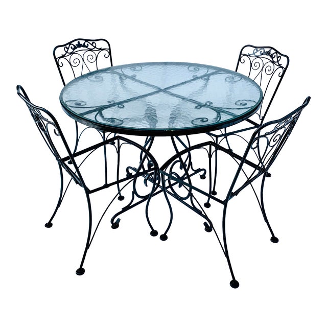 Vintage Wrought Iron Patio Table & 4 Chairs Chairish