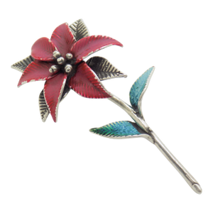 Vintage Italian Handmade Genuine Silver Poinsettia Flower Christmas Decoration