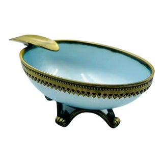 1950’s Evans Guilloche Enamel & Brass Egg-Shaped Ashtray For Sale