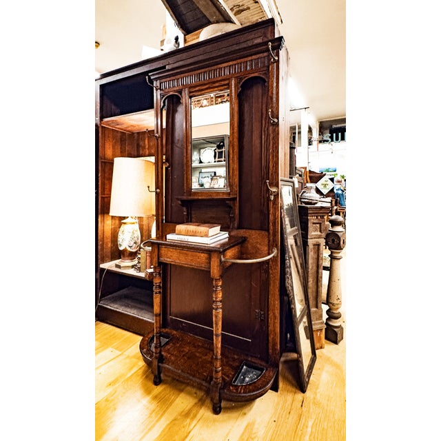 Wood Early 20th Century Edwardian Walnut Hall Tree For Sale - Image 7 of 17