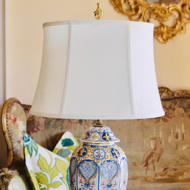 Antique French Faience (Rouen) Lamp For Sale - Image 10 of 13