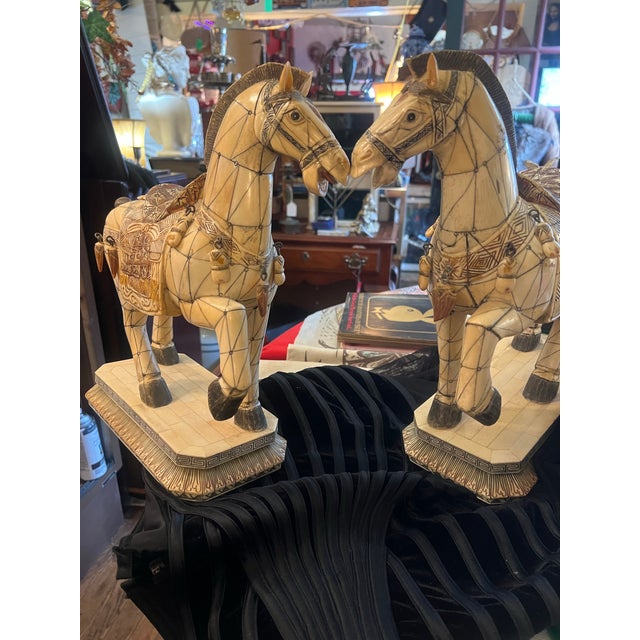 Vintage Chinese Tessellated Bone Horses Tang Dynasty Style For Sale - Image 10 of 13