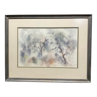 Vintage Watercolor Painting, Soft Colors, Framed, Matted, Signed by Artist E. Wright For Sale