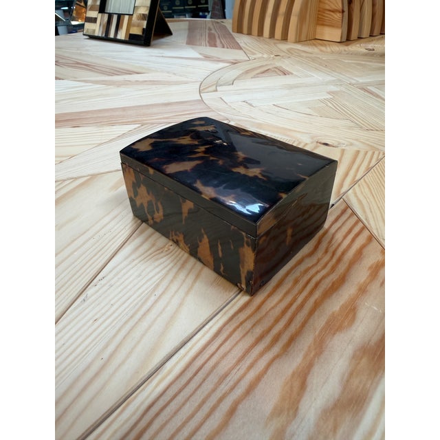 Faux Tortoiseshell Wood Box With Domed Lid For Sale In Los Angeles - Image 6 of 6