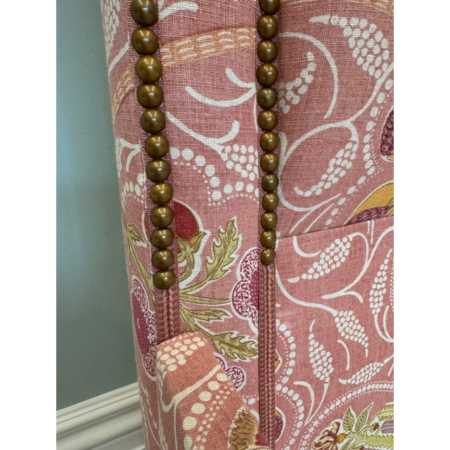 Raoul Textiles Indira Rouge King Size Bed Frame With Nailheads For Sale - Image 10 of 12