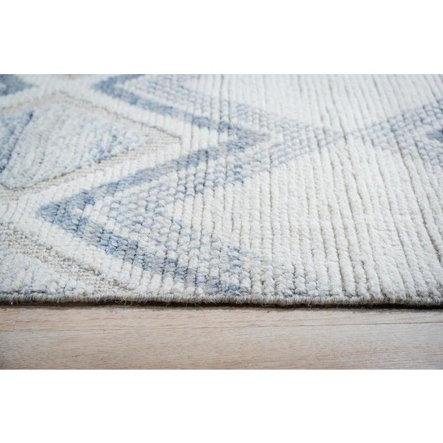 8x11 Ivory Hand-Knotted Wool Layered Diamond Weave Geometric Modern Carpet Rug For Sale - Image 4 of 8