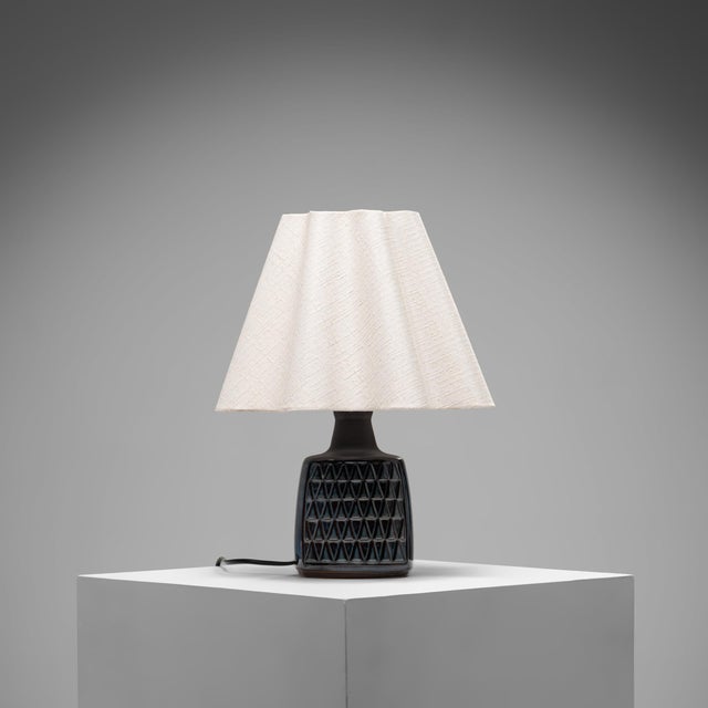 Blue Glazed Stoneware Table Lamp by Einar Johansen for Søholm Stentøj, Denmark, 1960s For Sale - Image 3 of 8