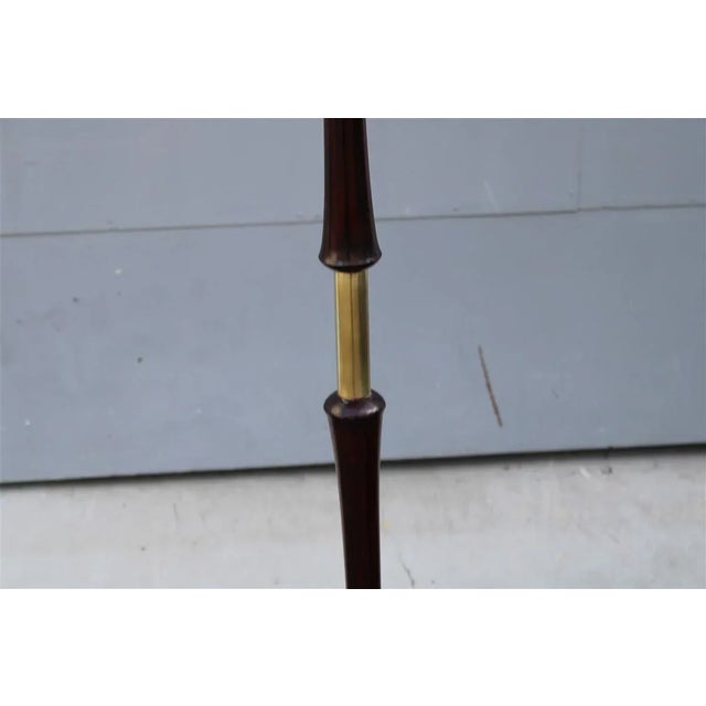 Wood Italian Mahogany and Brass Pedestal Floor Lamp, 1950s For Sale - Image 7 of 11