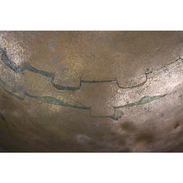 Antique Hand-Hammered Copper Bowl With Wrought Iron Handles For Sale - Image 9 of 9