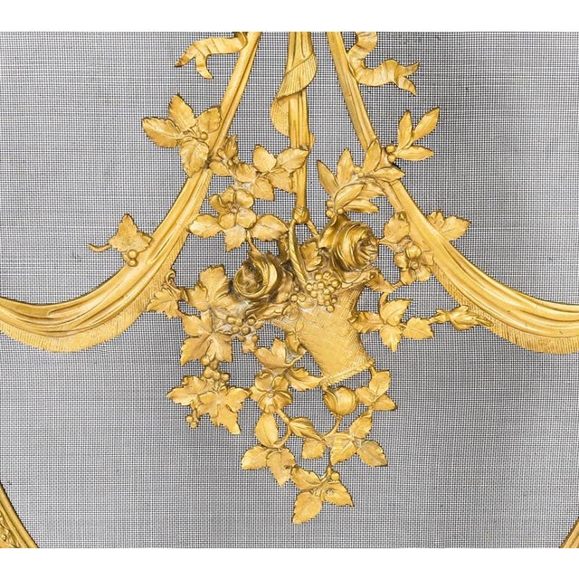 Goldenrod Antique French Rococo Revival Brass Fire Screen, 1800s For Sale - Image 8 of 13
